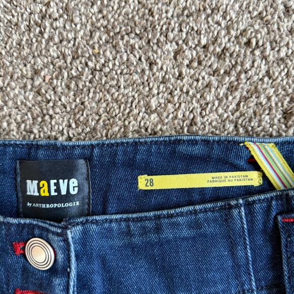 Maeve by Anthropologie Jeans Sz 28 Junie Slim High Rise Dark Wash Patch Pockets - Picture 3 of 7